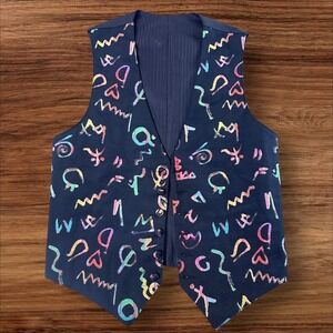 Lord West Accessories Men's Vest Abstract Print L Made in USA Retro Party